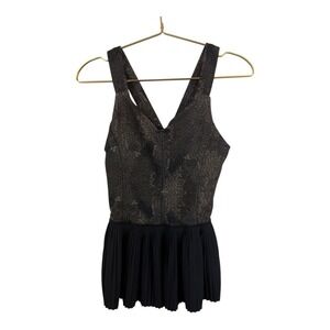 Lululemon Black Gold City  Swift Light Pleated Peplum Tank Top Size 8